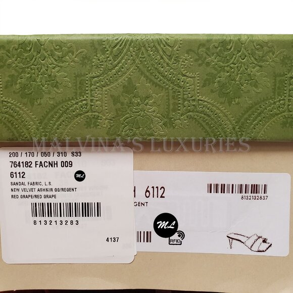 GUCCI SHOES GG LOGO BURGUNDY VELVET w BOW DETAIL SLIDES sz 38 8 US - Picture 15 of 15